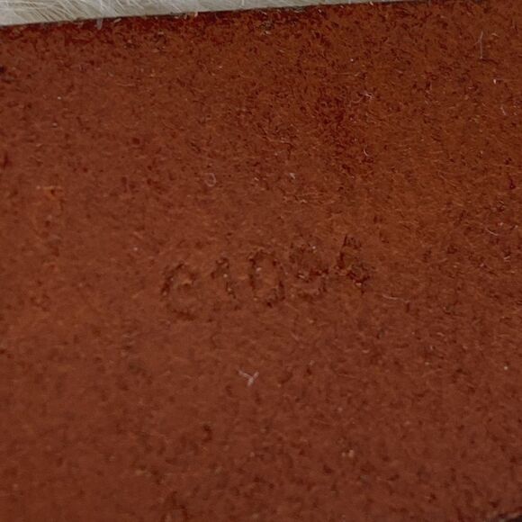 Vintage J. Crew Cognac Brown Italian Leather Belt Silver Buckle Made in USA M-L - Picture 5 of 8